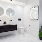 Image of white marble floorings on bathroom