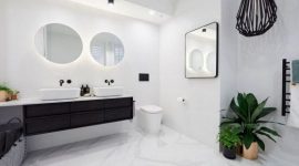 Image of white marble floorings on bathroom